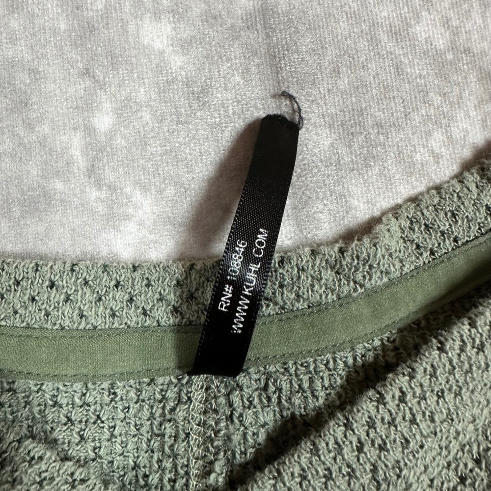 Kuhl Men 1X Waffle Knit Pullover Sweater Olive Green Relaxed Fit Outdoor Hiking - Picture 5 of 9